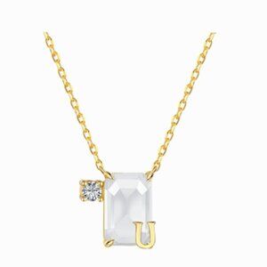 Luxurious necklace with 2 stone pendant-Letter "U"